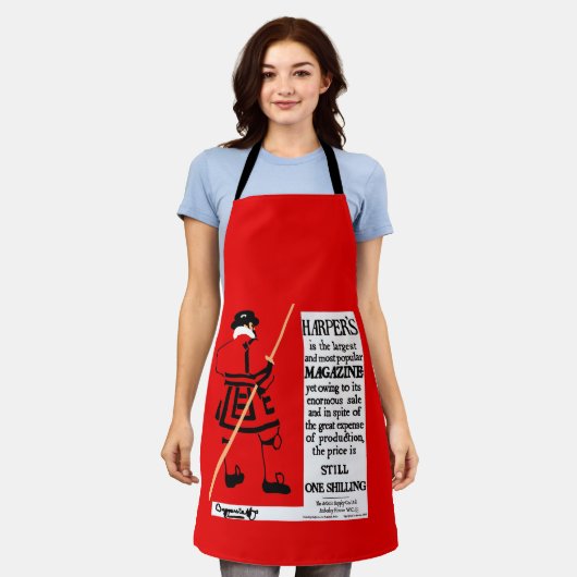 ヴィンテージポスターハーパー誌ビフェーター エプロン (着用した状態)