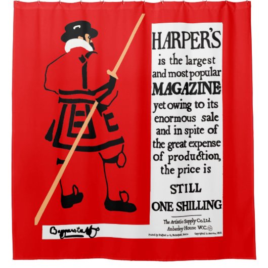 ヴィンテージポスターハーパー誌ビフェーター シャワーカーテン (正面)