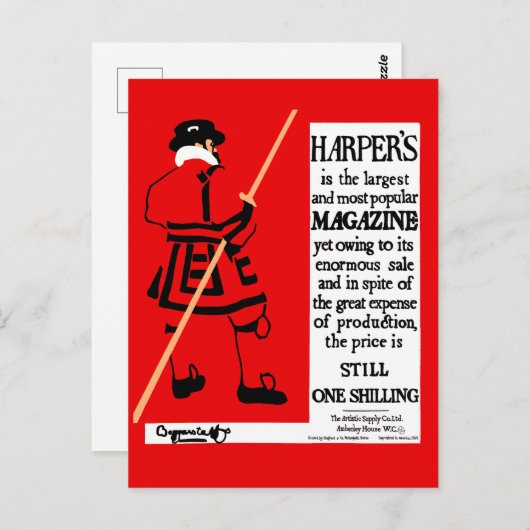 ヴィンテージポスターハーパー誌ビフェーター ポストカード (正面/裏面)