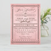 ヴィンテージポスターピンク&ブラウン披露宴結婚のみ 招待状 (スタンド正面)