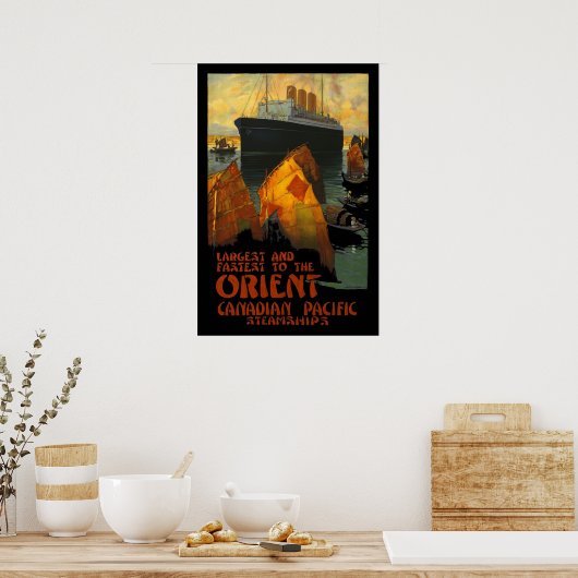 ヴィンテージポスタープリントオリエントスチーム船 ポスター (キッチン)