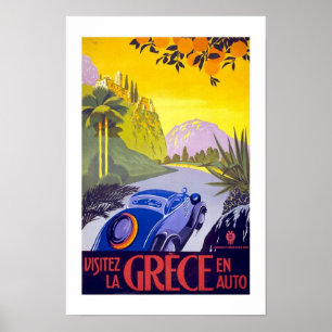 ヴィンテージポスタープリントVisit Grece Greece By Car ポスター