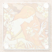 ヴィンテージポスターマガフランスのジンアールヌーボー女性 ガラスコースター (裏面)