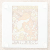 ヴィンテージポスターマガフランスのジンアールヌーボー女性 ガラスコースター (裏面)