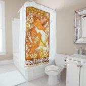 ヴィンテージポスターマガフランスのジンアールヌーボー女性 シャワーカーテン (インサイチュ)