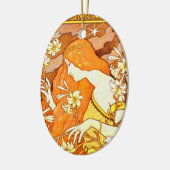 ヴィンテージポスターマガフランスのジンアールヌーボー女性 セラミックオーナメント (左)