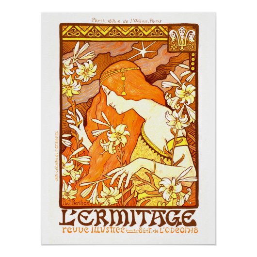 ヴィンテージポスターマガフランスのジンアールヌーボー女性 ポスター (正面)