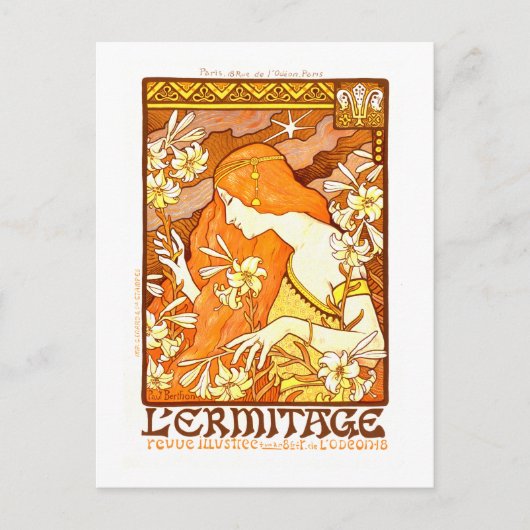 ヴィンテージポスターマガフランスのジンアールヌーボー女性 ポストカード (正面)