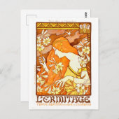 ヴィンテージポスターマガフランスのジンアールヌーボー女性 ポストカード (正面/裏面)