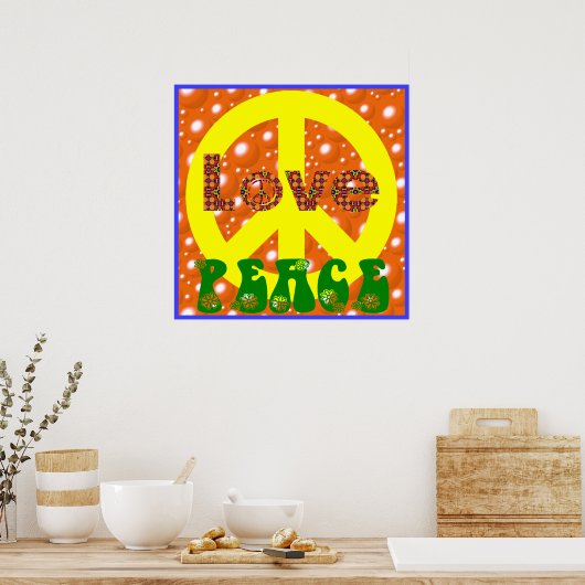 ヴィンテージポスターラブ平和ヒッピー平和サイン60s 70 ポスター (キッチン)