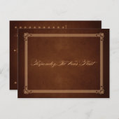 ヴィンテージポスターリッチブラウンウェディングRSVPポストカード インビテーションポストカード (正面/裏面)