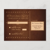 ヴィンテージポスターリッチブラウンウェディングRSVPポストカード インビテーションポストカード (裏面)