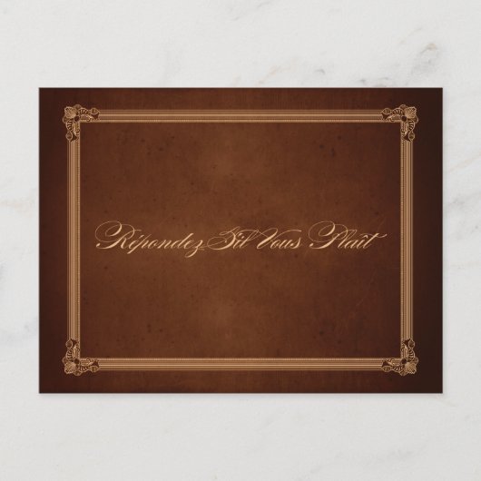 ヴィンテージポスターリッチブラウンウェディングRSVPポストカード インビテーションポストカード (正面)