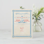 ヴィンテージポスターレッド、ホワイト、ブルーの宿泊施設 エンクロージャーカード (スタンド正面)