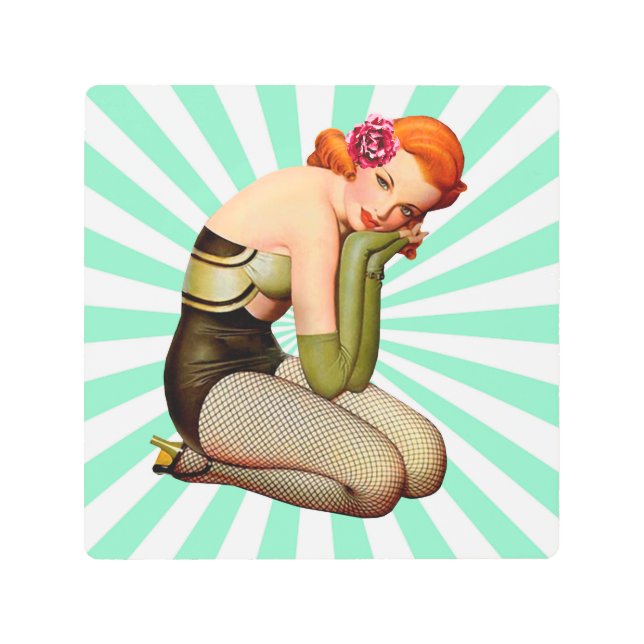 ヴィンテージポスター付きのバラ メタルプリント (正面)