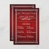 ヴィンテージポスター深いレッドウェディングパーティーカード 招待状 (正面/裏面)