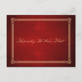 ヴィンテージポスター深いレッドウェディングRSVPポストカード インビテーションポストカード