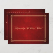 ヴィンテージポスター深いレッドウェディングRSVPポストカード インビテーションポストカード (正面/裏面)