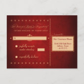 ヴィンテージポスター深いレッドウェディングRSVPポストカード インビテーションポストカード (裏面)