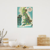 ヴィンテージポスター素晴らしイギリス地図 ポスター (キッチン)