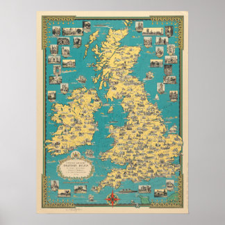 ヴィンテージポスター素晴らしイギリス地図 ポスター