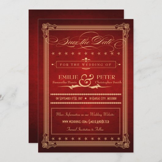 ヴィンテージポスター豪華な赤い日付を保存 セーブザデート (正面/裏面)