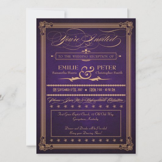 ヴィンテージポスター オーベルジンパープル 受付のみ 招待状 (正面)