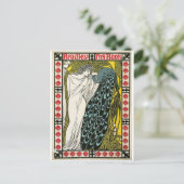 ヴィンテージポスター：孔雀：女性 ポストカード (スタンド正面)