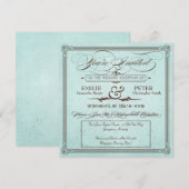 ヴィンテージポスター　青と茶色　受付のみ 招待状 (正面/裏面)