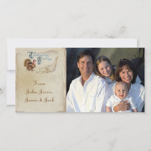 ヴィンテージポストカードイラストレーション感謝祭 シーズンカード (正面)