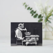 ヴィンテージポストカードキャットインドレス料理 ポストカード (スタンド正面)