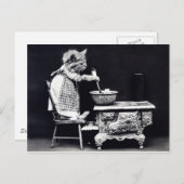 ヴィンテージポストカードキャットインドレス料理 ポストカード (正面/裏面)