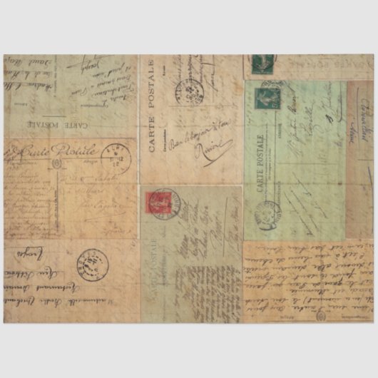 ヴィンテージポストカードコラージュ 薄葉紙 (正面)