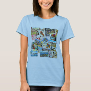 ヴィンテージポストカードコラージュ Tシャツ