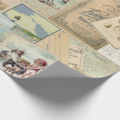 ヴィンテージポストカードシーサイドビーチコラージュ ラッピングペーパー (角)