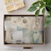 ヴィンテージポストカードシーサイドビーチコラージュ 薄葉紙 (ギフト)