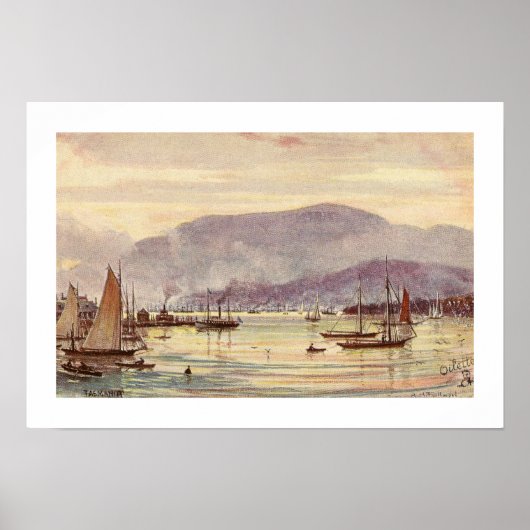 ヴィンテージポストカードホバート,タスマニア,オーストラリア ポスター (正面)