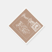 ヴィンテージポストカードホワイトオンクラフトクリスマス スタンダードカクテルナプキン (角)