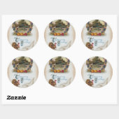 ヴィンテージポストカード感謝祭トルコ ラウンドシール (シート)