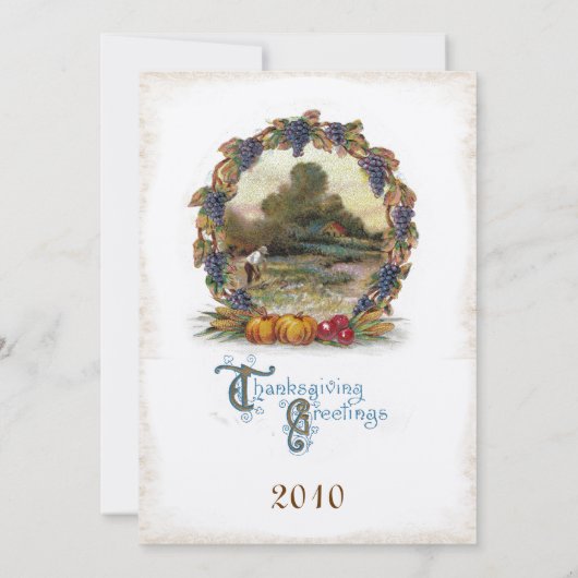 ヴィンテージポストカード感謝祭ハーベスト招待状 招待状 (裏面)