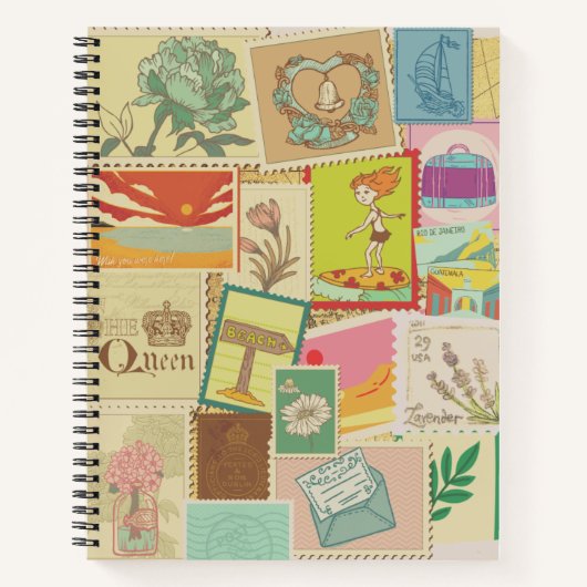 ヴィンテージポストカード旅行ジャーナルとマップ ノートブック (正面)