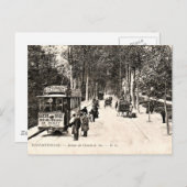 ヴィンテージポストカード、Fontainbleauのトラム ポストカード (正面/裏面)