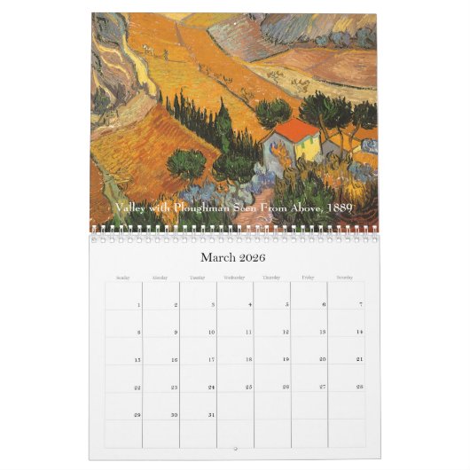 ヴィンテージポスト印象主義アートby Vincent van ゴッホ カレンダー (3月 2026)