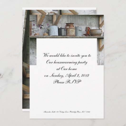 ヴィンテージポットとパン引っ越し祝いパーティー招待状 招待状 (正面/裏面)