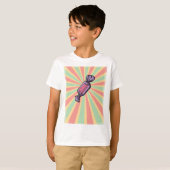 ヴィンテージポップアートの包まれたキャンディ Tシャツ (正面フル)