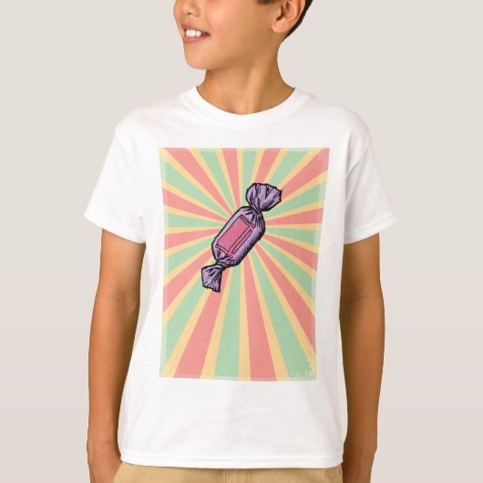 ヴィンテージポップアートの包まれたキャンディ Tシャツ (正面)