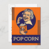 ヴィンテージポップコーンムービーナイライトパーティー招待状はがき インビテーションポストカード (正面/裏面)