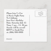 ヴィンテージポップコーンムービーナイライトパーティー招待状はがき インビテーションポストカード (裏面)