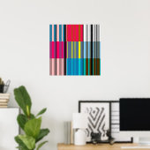 ヴィンテージポップ・アートのアカラフルーストライプトのパターン#3ポスター ポスター (ホームオフィス)