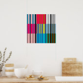 ヴィンテージポップ・アートのアカラフルーストライプトのパターン#3ポスター ポスター (キッチン)